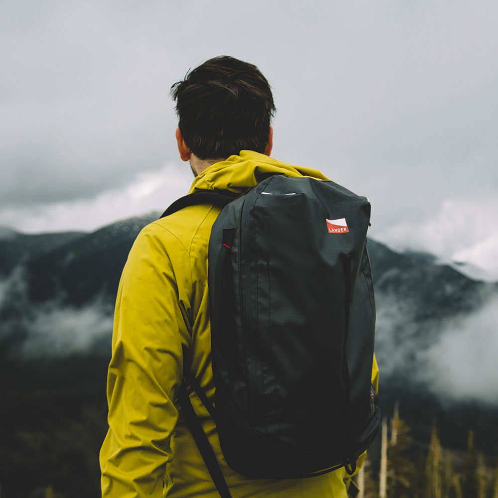 Lander Timp 20L backpack in the mountains